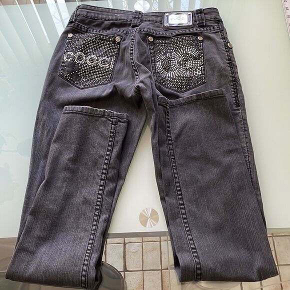Coogi jeans 7/8 grey bided back pockets stretchy - Picture 7 of 12